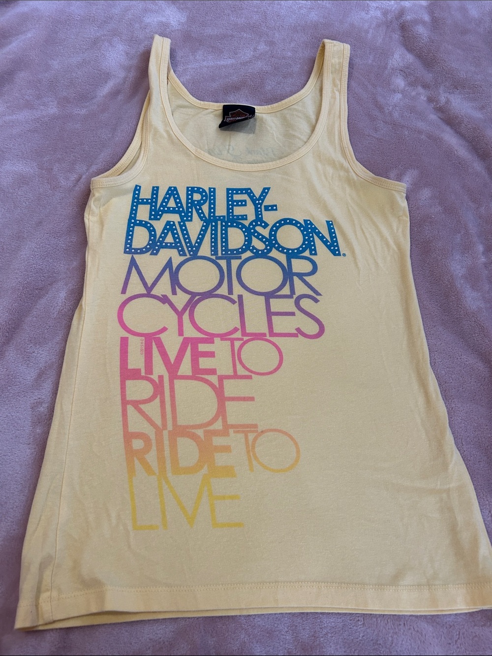 Harley-Davidson womensYellow Gradient Graphic Tank Top
